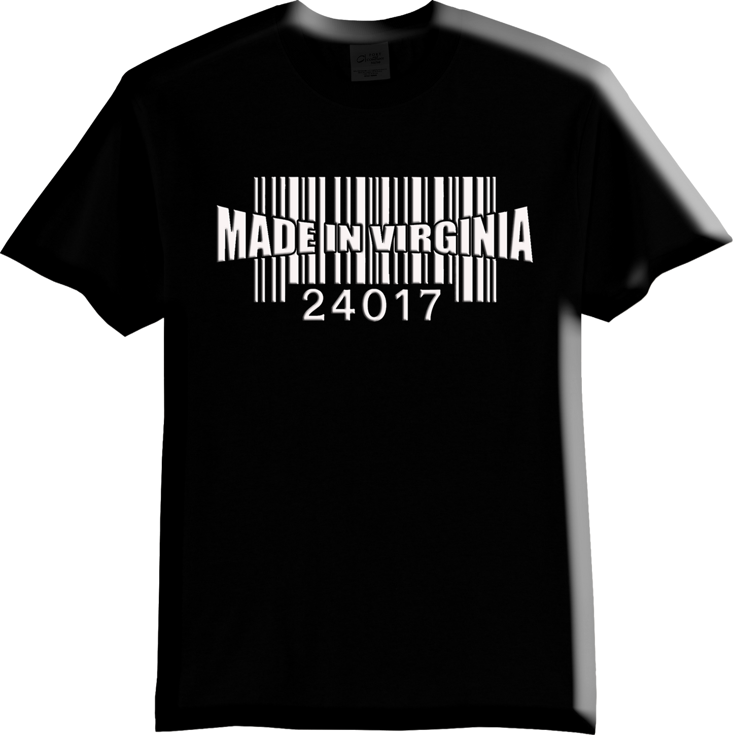Short Sleeve T shirt MADE IN VIRGINIA 24017 Bar Code Black