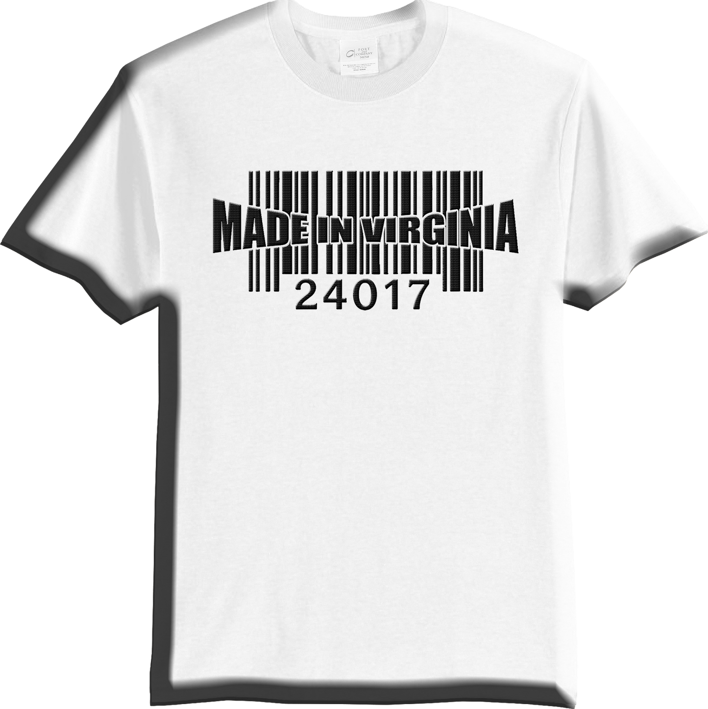 Short Sleeve MADE IN VIRGINIA 24017 Bar Code WHITE